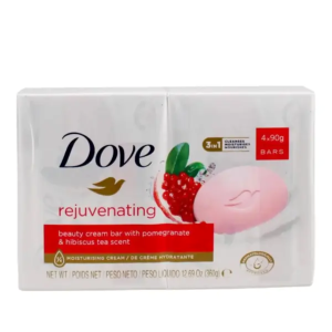 Dove Rejuvenating Beauty Cream Bar – Pomegranate & Hibiscus Tea Scent – 4x90g Bars